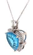 Fantastic White Gold Blue Topaz and Diamond Pendant on Chain