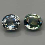 Heated only 1.37ct blue green glittering Sapphire set
