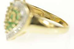 10K Yellow Gold Pave Emerald Diamond Halo Heart Cocktail Ring