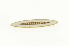 14K Yellow Gold Victorian Seed Pearl White Enamel Bar Pin/Brooch