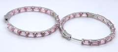 Sterling Silver Pink Cubic Zirconia Hoop Earrings