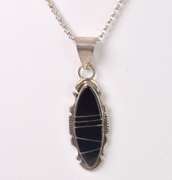 Onyx Pendant Necklace in Sterling Silver