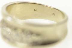 14K White Gold Curved Diamond Retro Wedding Statement Band Ring