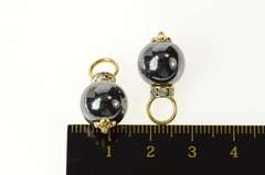 14K Yellow Gold Hematite Sphere CZ Hoop Enhancer Earring Jackets