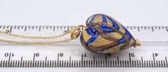 Gorgeous Yellow Gold Glass Heart Shaped Pendant on Chain