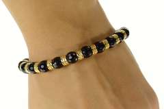 14K Yellow Gold Faceted Black Onyx Beaded Statement Bracelet