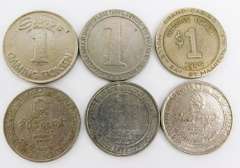 6 Vintage Casino Gaming Tokens