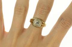 14K Yellow Gold 0.53 Ct Art Deco Etched Diamond Men's Ring