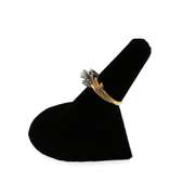 Graceful Centerpiece Round Diamond Ring encircled by stepped Diamonds on a 14k Gold Band