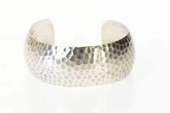 Sterling Silver Hammered Pattern Rounded Cuff Bracelet