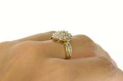 10K Yellow Gold Scalloped Diamond Cluster Classic Statement Ring
