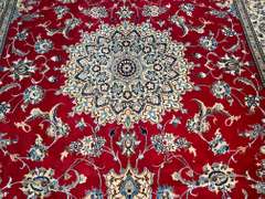 SIGNED SILK &WOOL PERSIAN NAIN RUG 7x10