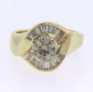 Romantic Fancy Brown in Baguette Diamond Halo Semi