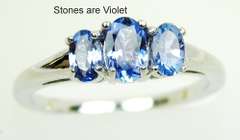 Classic Sterling Silver Ring with 3 Tanzanite's, 7.25