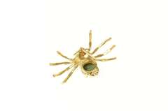 14K Yellow Gold Malachite Ornate Retro Spider Pin/Brooch