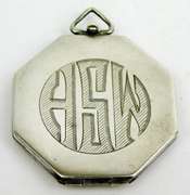 Antique Sterling Pink Guilloche Large Locket