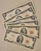 3 Pairs Consecutive $ 2 1963 A Series US Notes