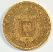 Very lovely and scarce 1862-A France 20 Francs Napoleon gold