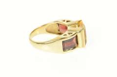 14K Yellow Gold Princess Citrine Garnet Accent Statement Ring