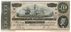 Choice CU 1864 Confederate States of American $20 note (T-67)