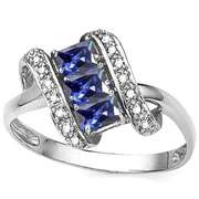 1.25 CT LAB TANZANITE & DIAMOND 925 STERLING SILVER RING
