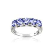 Sterling Silver Tanzanite Half Eternity Band Ring