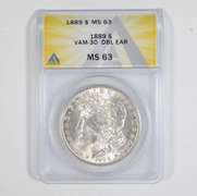 MS63 1889 Morgan Silver Dollar - VAM-30 DBL EAR - Graded ANACS
