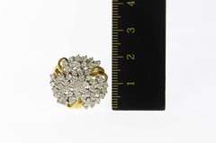 14K Yellow Gold 1.56 Ctw Diamond Cluster Round Retro Cocktail Ring