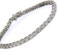Sparkling White Gold Square Setting Diamond Bracelet