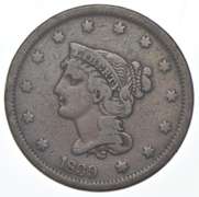 1839 Braided Hair Large Cent - N.8 Head '40