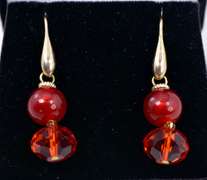 Fabulous Set of Italian Made, Hand Blown Art Glass and Gold Leaf Overlays Bracelet and Earrings