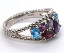 Sterling Silver Multi Gemstone Ring