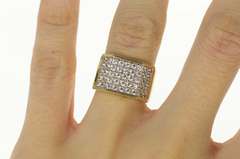 10K Yellow Gold 0.90 Ctw Pave Squared Diamond Statement Ring