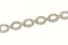 14K White Gold 9.63 Ctw Pave Diamond Oval Chain Tennis Bracelet