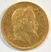 Very lovely and scarce 1862-A France 20 Francs Napoleon gold