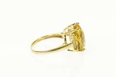 10K Yellow Gold Faceted Oval Syn. Citrine Cocktail Statement Ring
