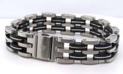 Stainless Steel and Black Bracelet