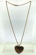 Vintage Italian Sterling Silver Inlay Heart Pendant With Ball Chain