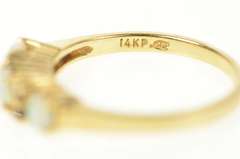 14K Yellow Gold Opal Ruby Ornate Wedding Band Ring