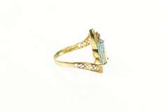 14K Yellow Gold Pear Blue Topaz Diamond Accent Bypass Ring