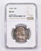 MS65 1958 Franklin Half Dollar - Graded NGC AMAZING Tone