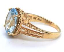 Oval Shaped Blue Cubic Zirconia Sterling Silver Ring