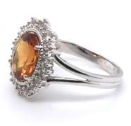Sterling Silver Orange Cubic Zirconia Ring