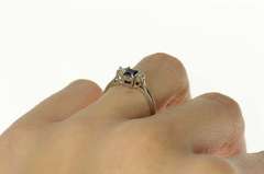 14K White Gold Princess Sapphire Diamond Engagement Ring