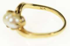 10K Yellow Gold Retro Pearl Bypass Classic Statement Ring