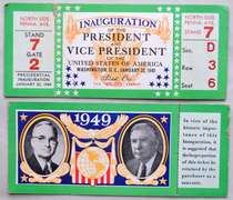 2 1949 Truman Inaugural Tickets