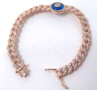 Sterling Silver CZ Curb Link Bracelet