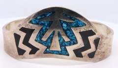 Vintage Sterling Silver Mexico Turquoise Cuff Bangle