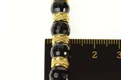14K Yellow Gold Faceted Black Onyx Beaded Statement Bracelet
