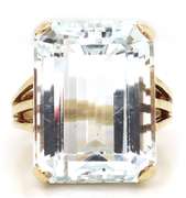 Beautiful White Gold Emerald Cut Natural White Quartz Ring